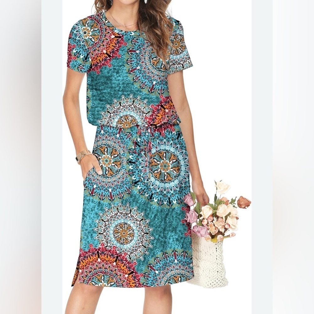 Blue and Orange Maxi Skirt‎ Set for Cocktail
